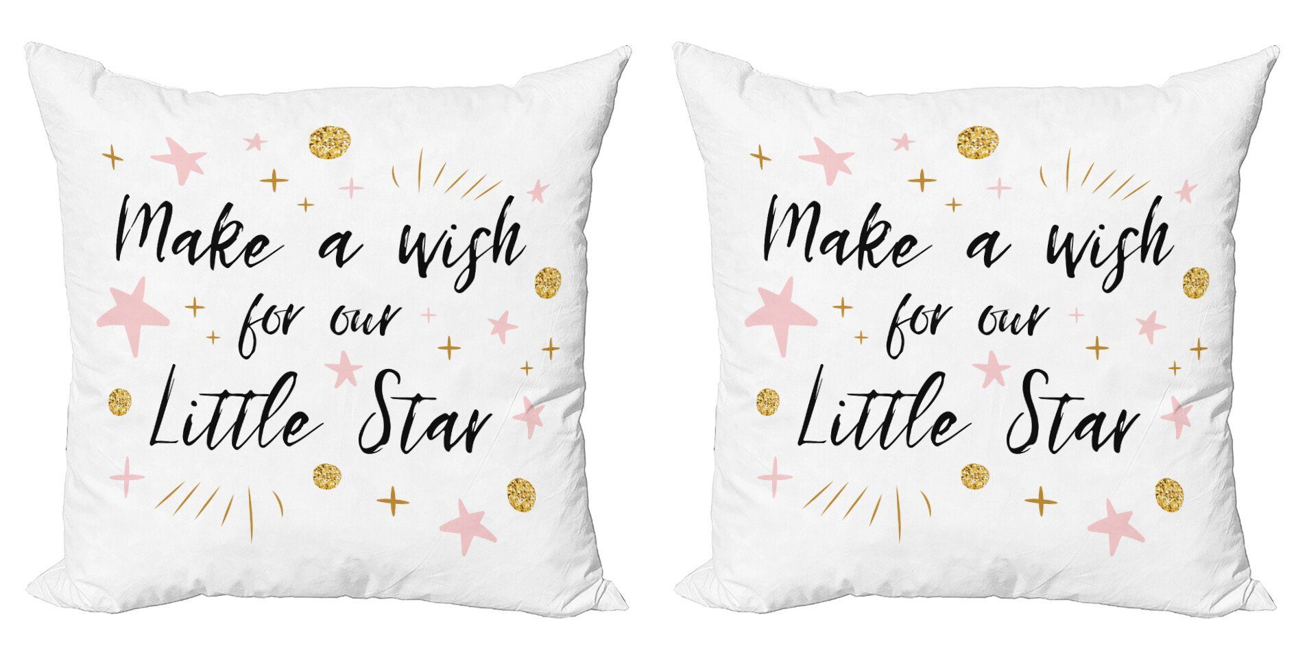 Kissenbezüge Modern Accent Doppelseitiger Digitaldruck, Abakuhaus (2 Stück), Zitat Machen Sie einen Wunsch für Little Star