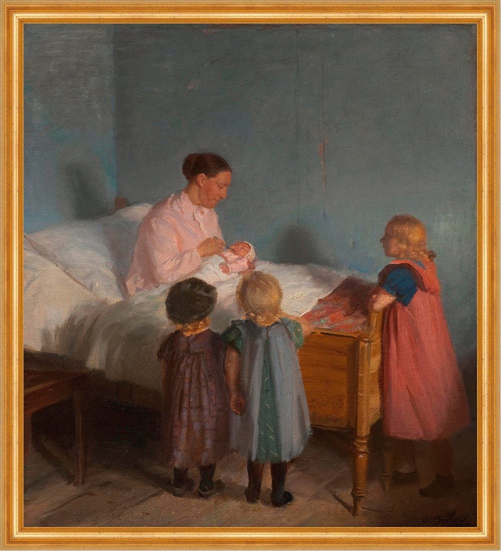 Kunstdruck Little Brother Anna Ancher Mutter Wochenbett Kinder Säugling B A2 0053