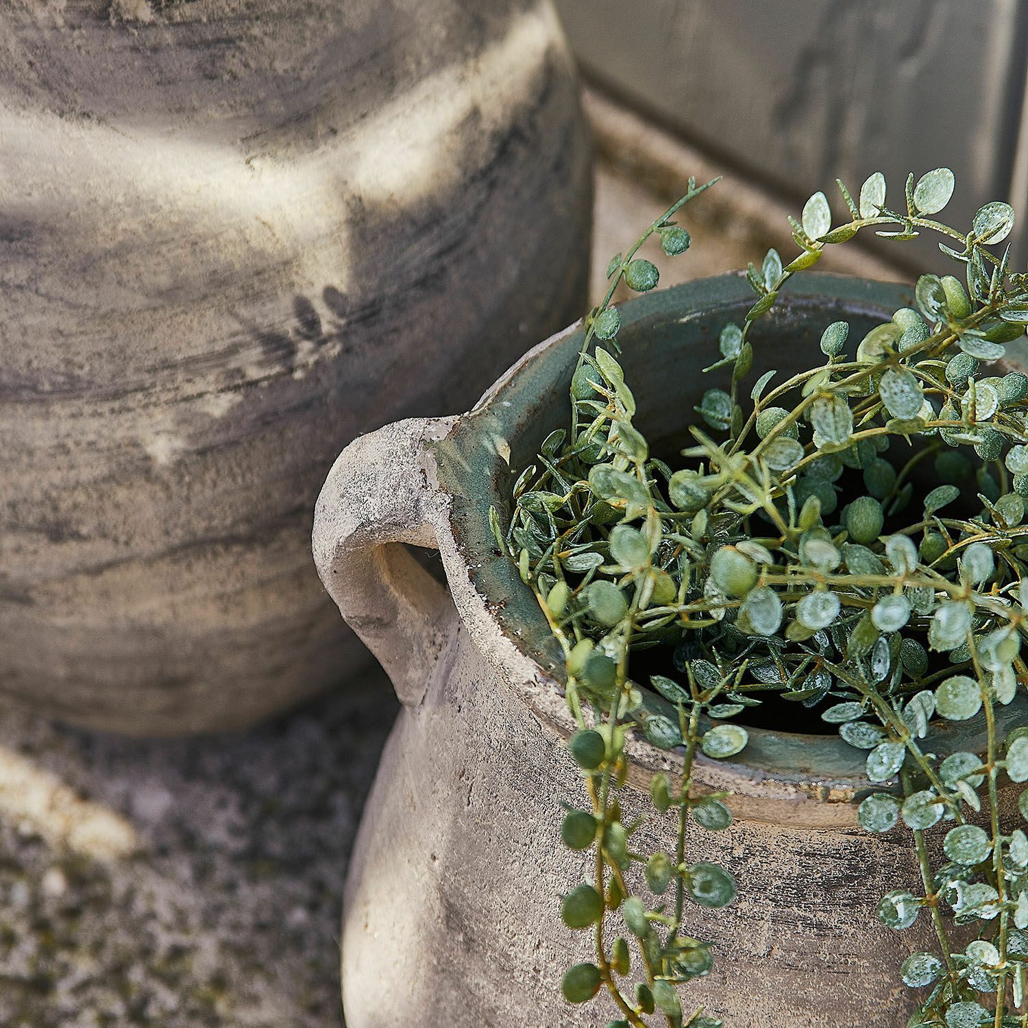 Mirabeau Übertopf Vase 2er Set Malivon antikgrün/grau