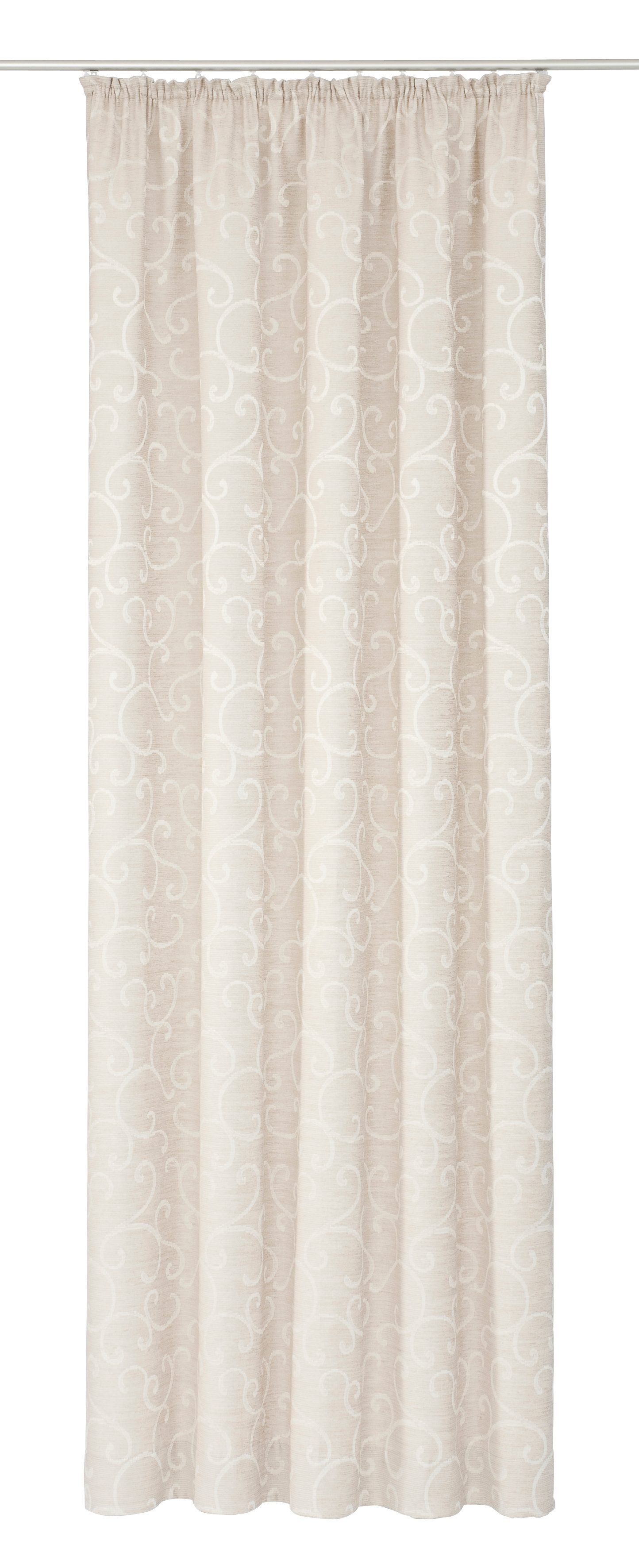 Vorhang Toco-Ranke, Wirth, Kräuselband (1 St), blickdicht, Chenille beige