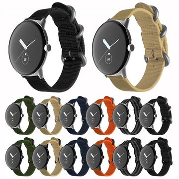 Wigento Smartwatch-Armband Für Google Pixel Watch 1 + 2 Gewebtes Nylon Armband Orange / Schwarz