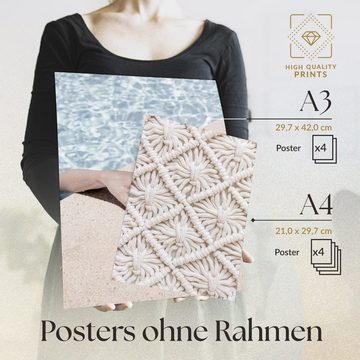 Heimlich Poster Set als Wohnzimmer Deko, Bilder DIN A3 & DIN A4, Sand Chic, Landschaften