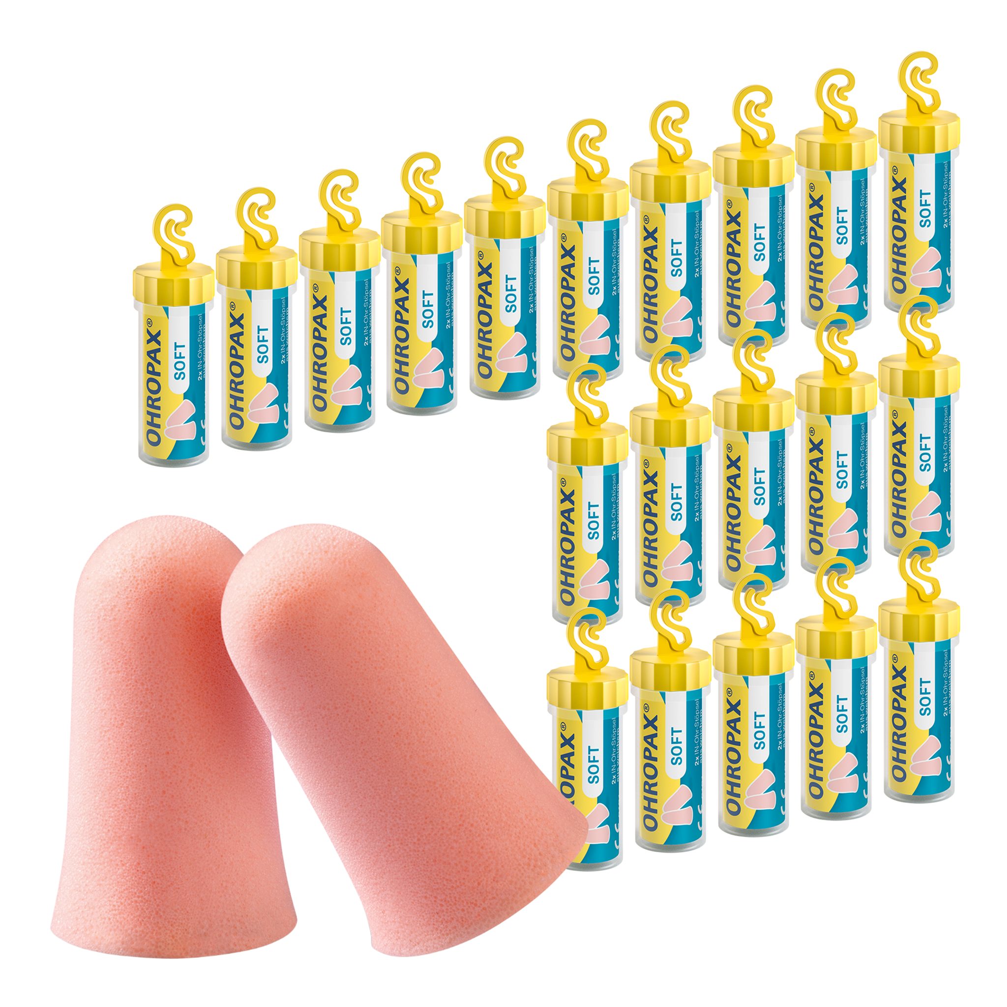 OHROPAX Gehörschutzstöpsel OHROPAX Soft Ohrstöpsel, 20x2 St., Schaumstoff-Gehörschutz.