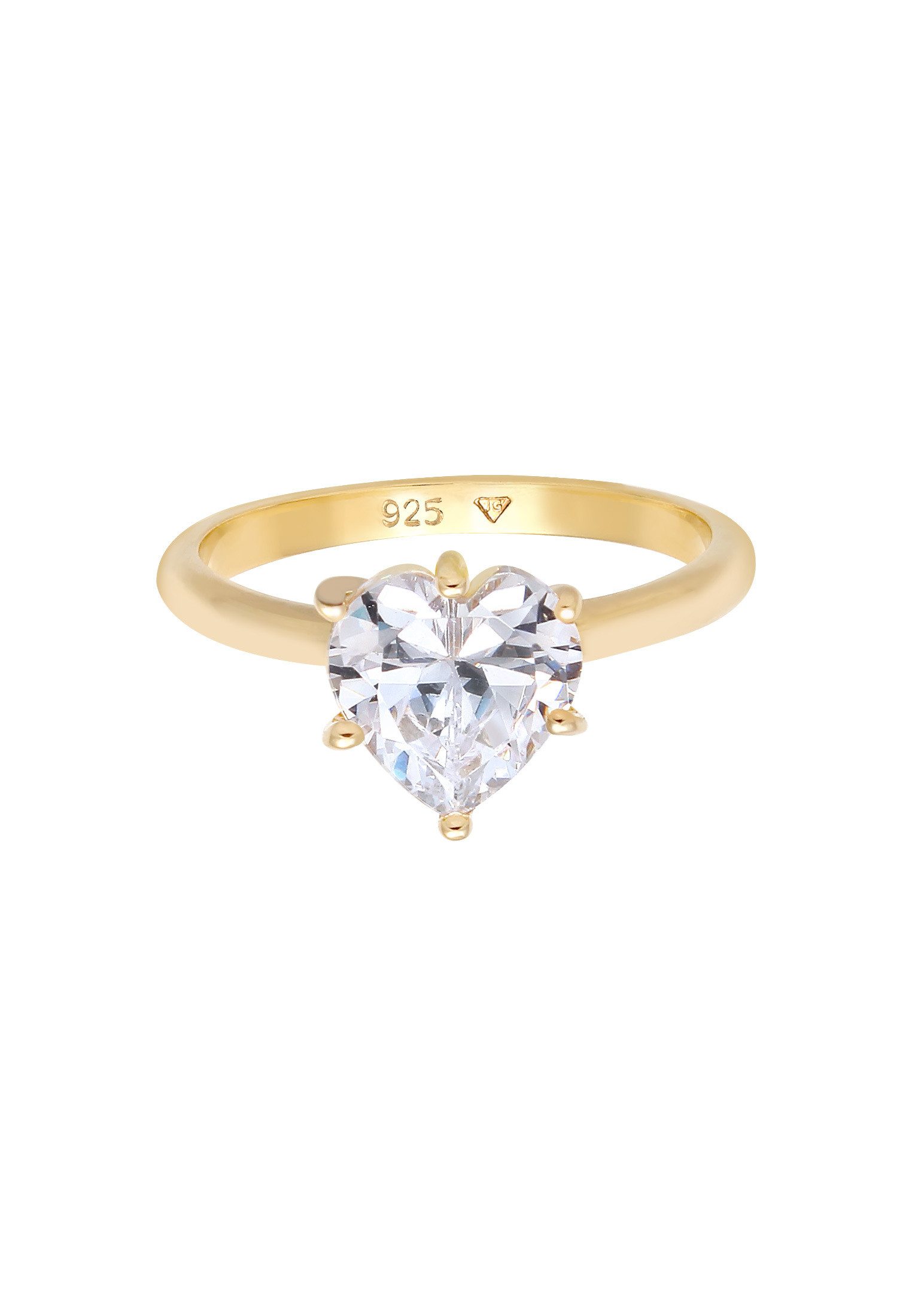Elli Fingerring Herz Zirkonia Verlobungsring Solitär günstig online kaufen