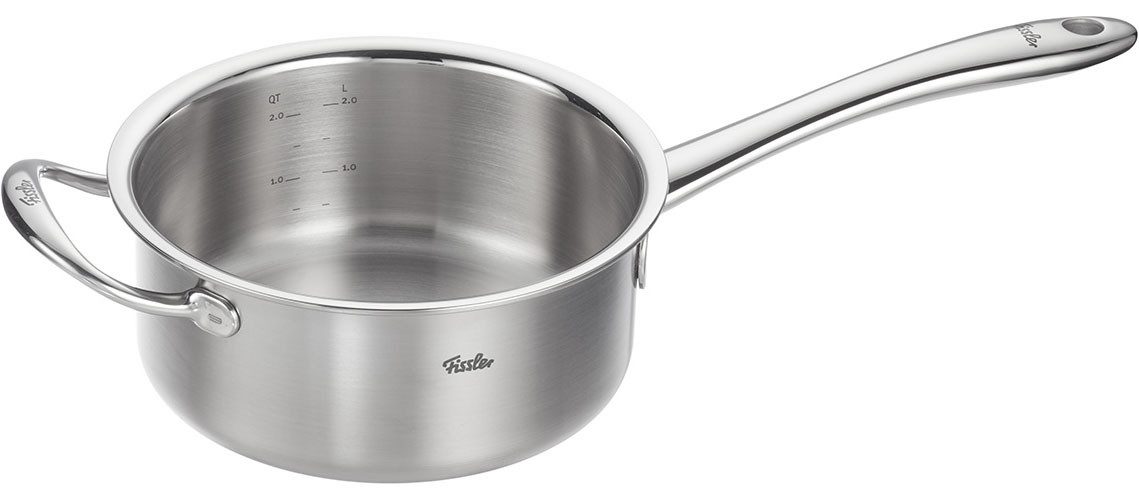 Fissler Kasserolle M5 Pro-Ply Stielkasserolle mit Metalldeckel, Edelstahl 18/10 (1-tlg), Kompakte Stielkasserolle mit Pro-Ply™ Technologie und Metalldeckel