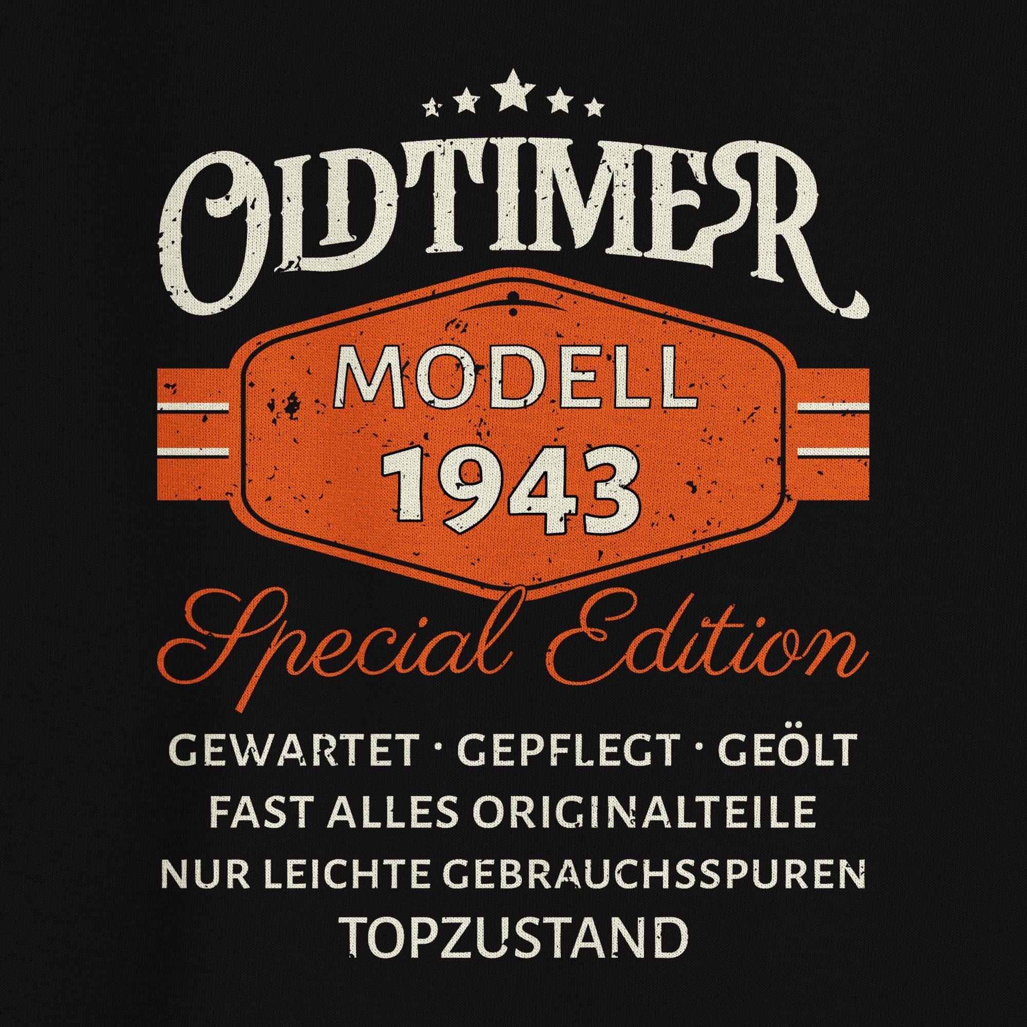Shirtracer Sweatshirt Oldtimer 1943 Modell (1-tlg) Original Special Edition Schwarz 80. Geburtstag 1