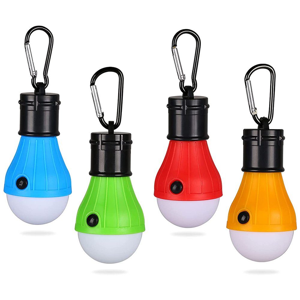 zggzerg LED Arbeitsleuchte Campinglampe, 4 Stück Tragbare LED Campinglaterne mit Karabiner Mehrfarben
