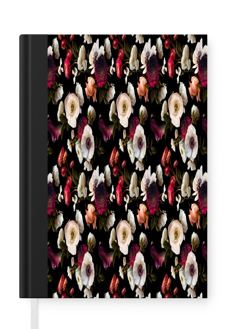 MuchoWow Notizbuch Blumen - Anemone - Collage - Farbe, Journal, Merkzettel, Tagebuch, Notizheft, A5, 98 Seiten, Haushaltsbuch