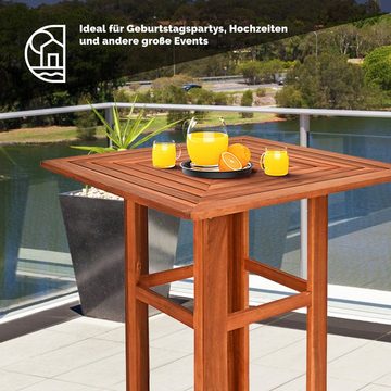 Casaria Stehtisch Akazie (1-St), Holz 110cm Hoch 75x75 cm Eckig Indoor Outdoor Bistrotisch Biertisch