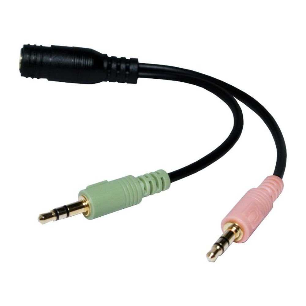 LogiLink CA0020 Audio-Adapter 2x 3-Pin Stereo Stecker zu 4-Pin 3,5 mm Stereo Buchse, Verbinden von Headset, für Tablets, Notebook oder PC / Computer