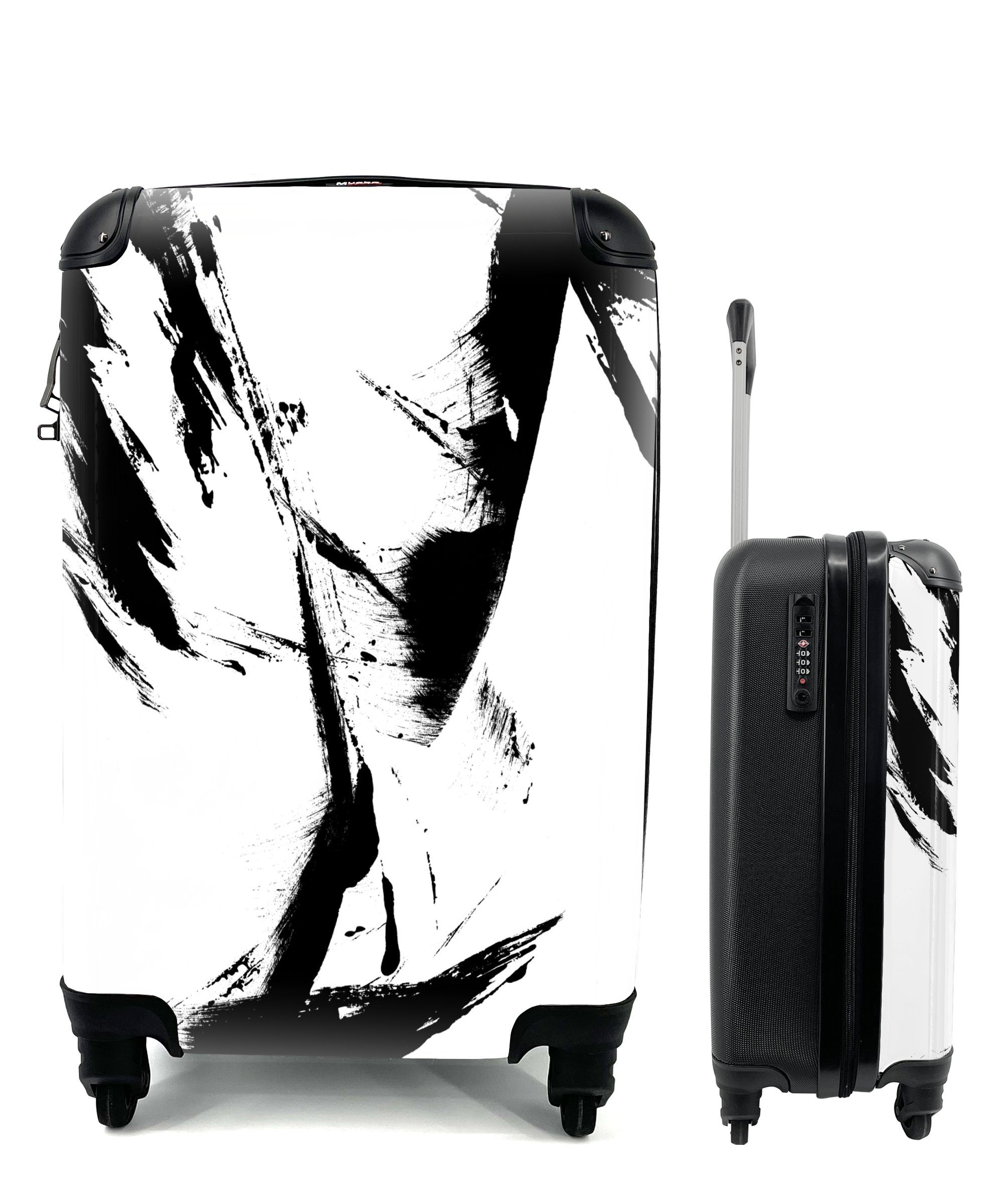 MuchoWow Handgepäckkoffer Farbe - Schwarz - Abstrakt, 4 Rollen, Reisetasche mit rollen, Handgepäck für Ferien, Trolley, Reisekoffer