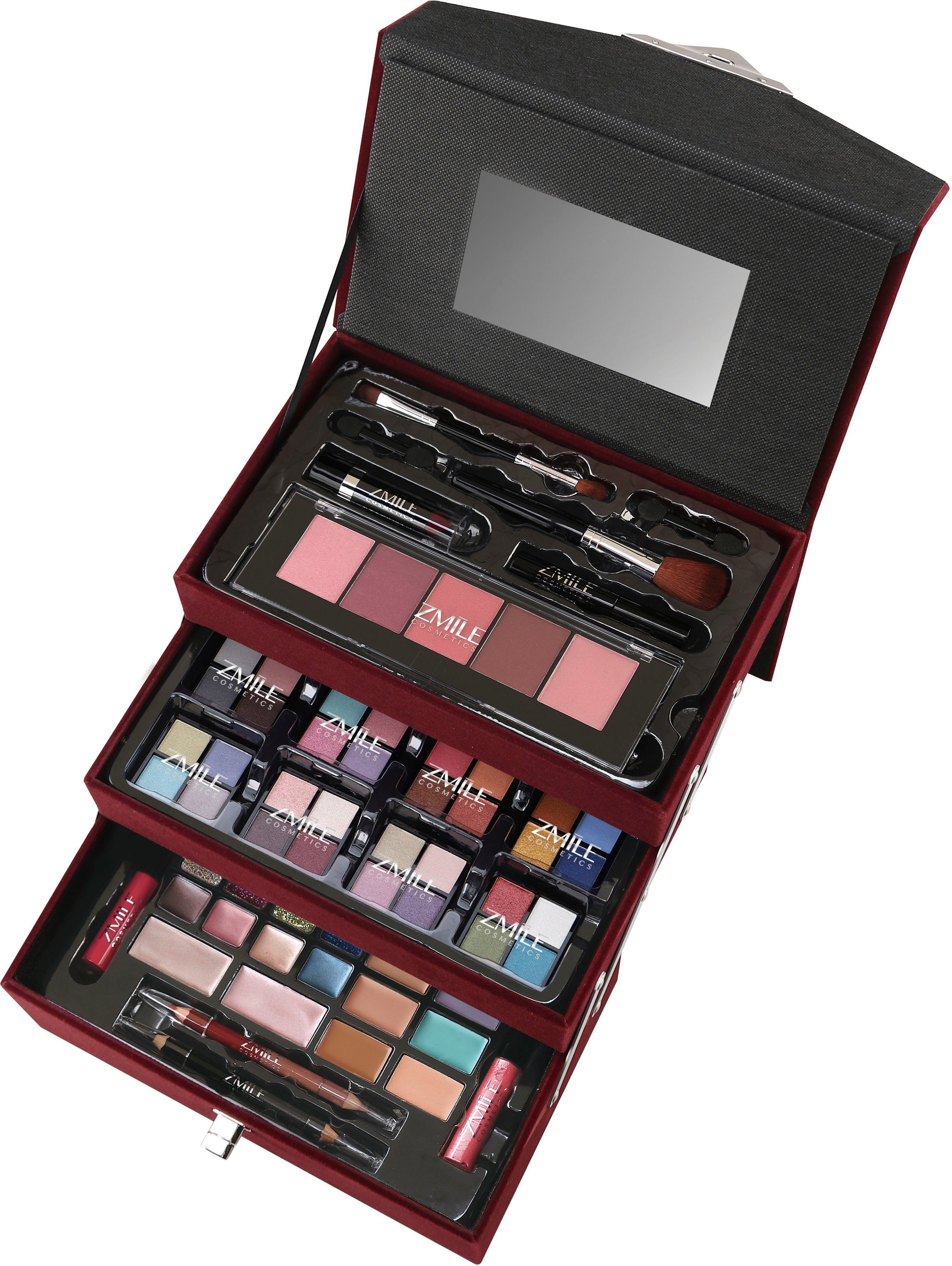 ZMILE COSMETICS Schmink-Koffer Beauty Case Velvety, 74-tlg., Vielseitig für Kosmetik & Schmuck, mit Spiegel.