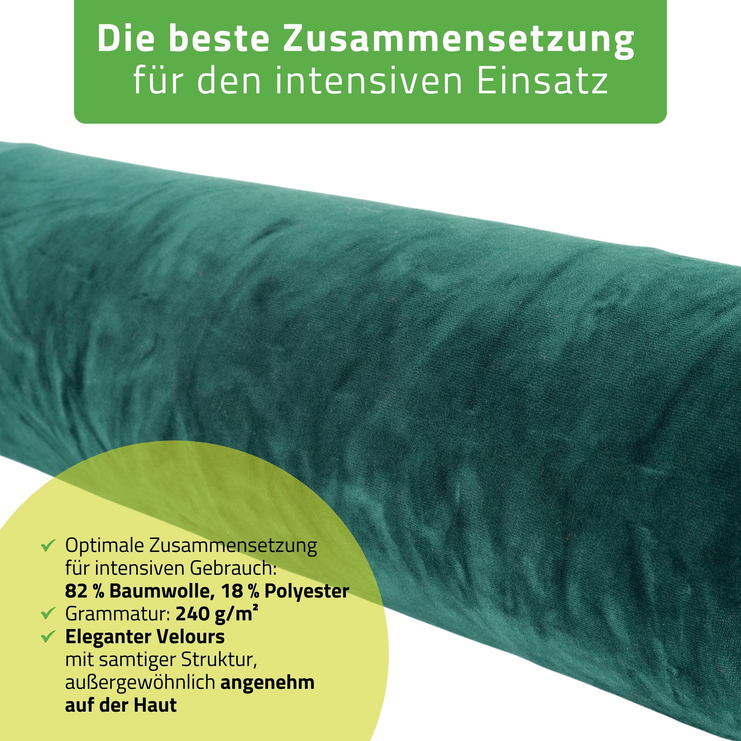 Habys Massageliege Velours Bezug für Lagerungsrolle, Vollrolle, Nackenkissen, 15x60 cm