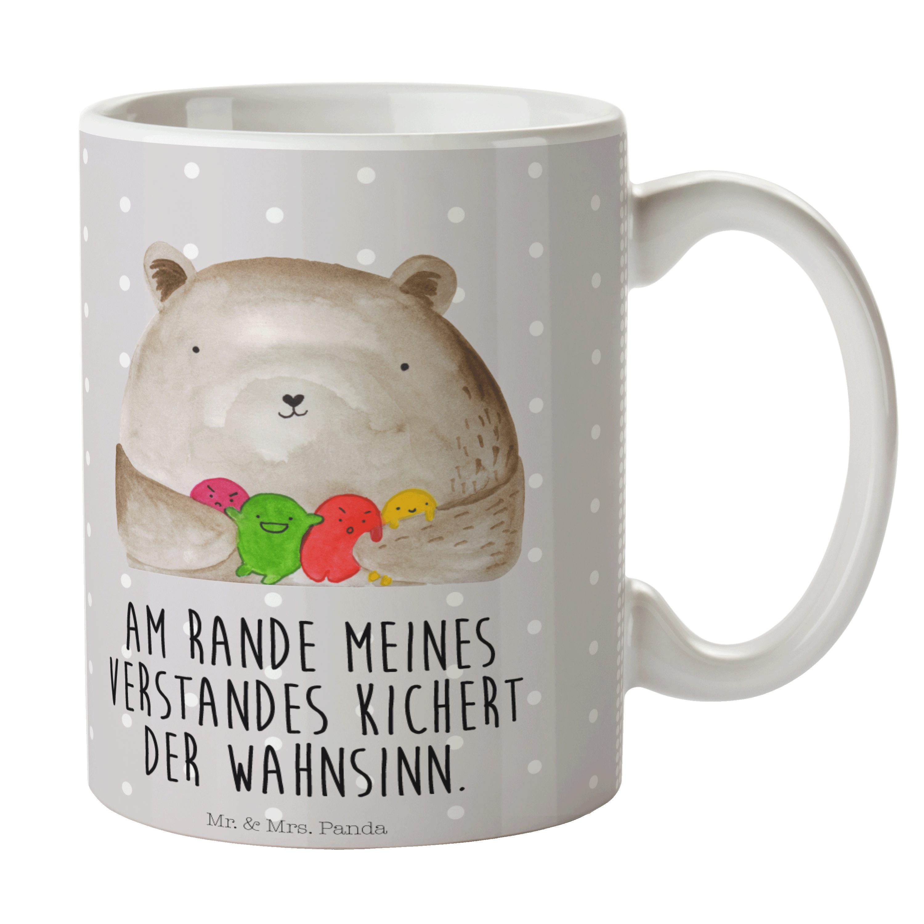 Mr. & Mrs. Panda Tasse Bär Gefühl - Grau Pastell - Geschenk, Teebecher, Teddy, Keramiktasse, Keramik