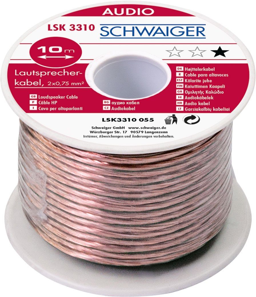 Schwaiger LSK3310 055 Audio-Kabel, unkonfektioniert, (1000 cm)