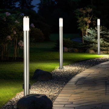 etc-shop LED Außen-Stehlampe, Leuchtmittel inklusive, Warmweiß, Aussenlampe mit Steckdosen Außensteckdose mit Licht Garten