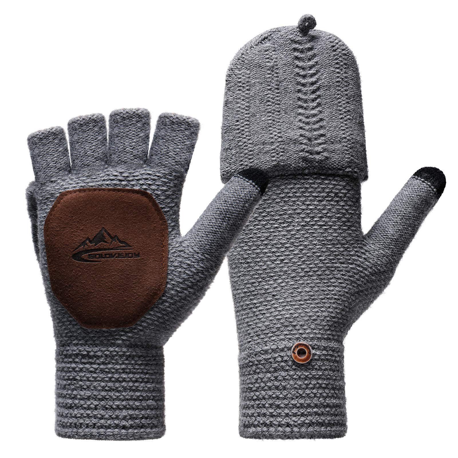 Haiaveng Strickhandschuhe Handschuhe für Männer und Frauen Warme Handschuhe grau