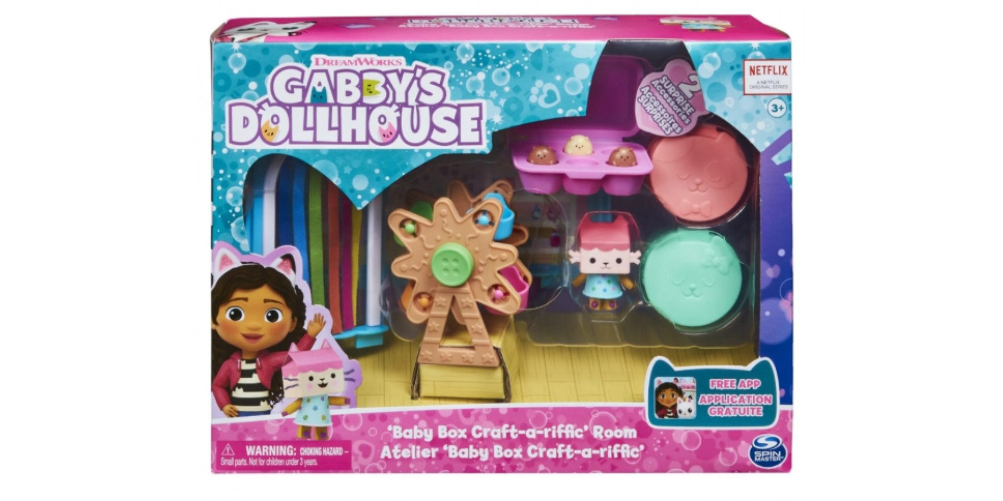 Gabby's Dollhouse Puppenhaus Deluxe Raum Craft-a-riffic-Room Bastelzimmer 38096, kompatibel mit Gabby's Purrfect Dollhouse, QR-Code für App-Belohnung