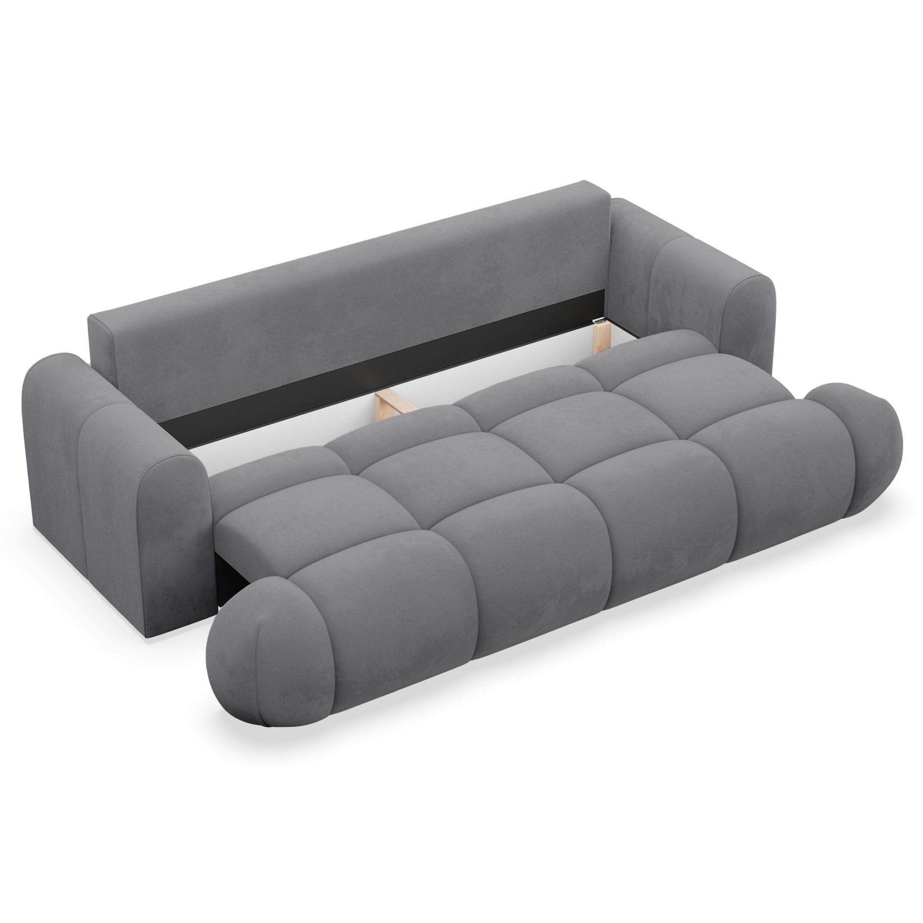 Selsey Schlafsofa, 3-Sitzer Sofa mit Schlaffunktion und Bettkasten, Samtbezug