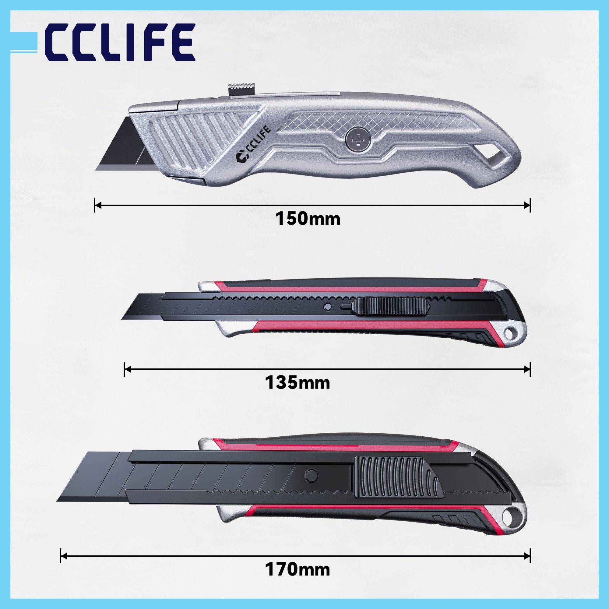 CCLIFE Cuttermesser CCLIFE 6-teiliges Cutter Set fuer Basteln und Modellbau, (6-tlg)