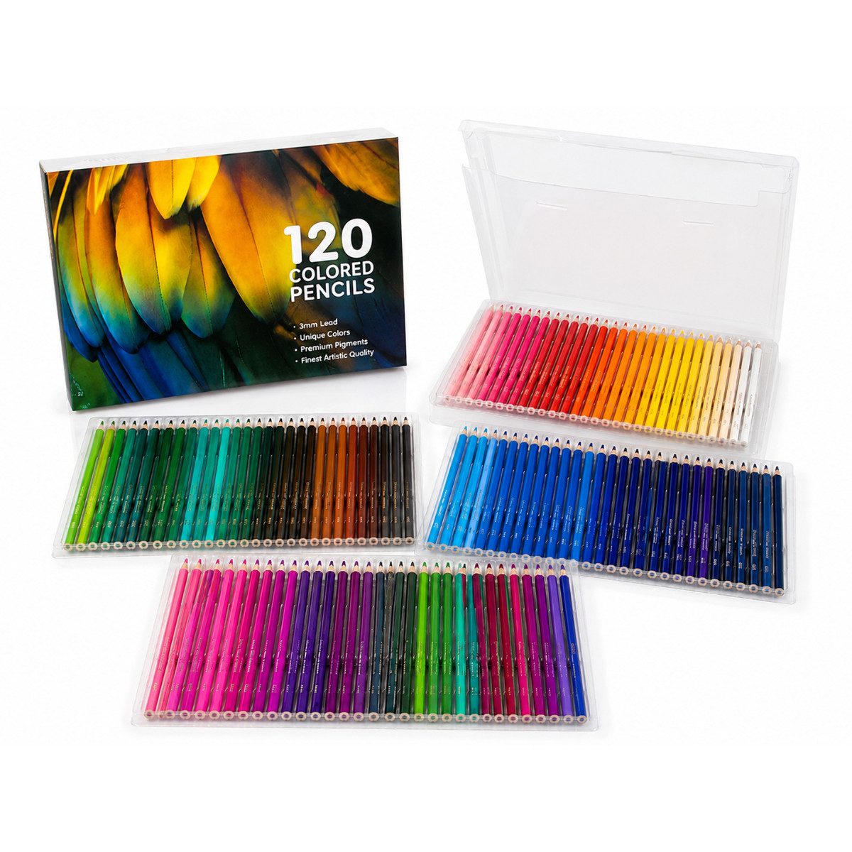 R2 Invest Buntstift Set 120 Farben mit Aufbewahrungsbox für Zeichnen und Malen, (120-tlg)