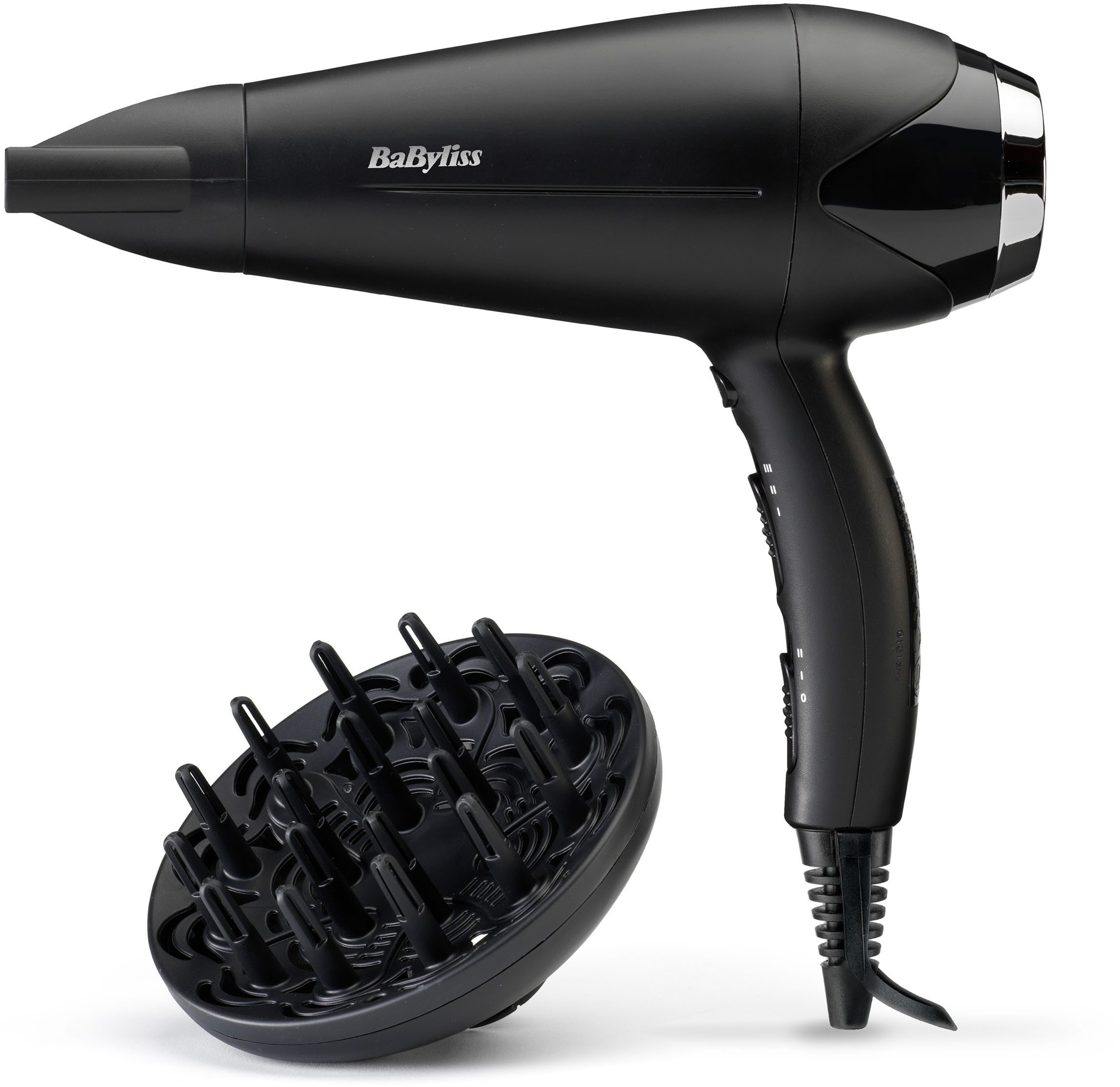 BaByliss Haartrockner D572DE Turbo Smooth 2200 Haartrockner, 2200 W, 2200W, Fön mit Ionen-Technologie, Föhn mit 2 Aufsätzen inkl. Diffusor
