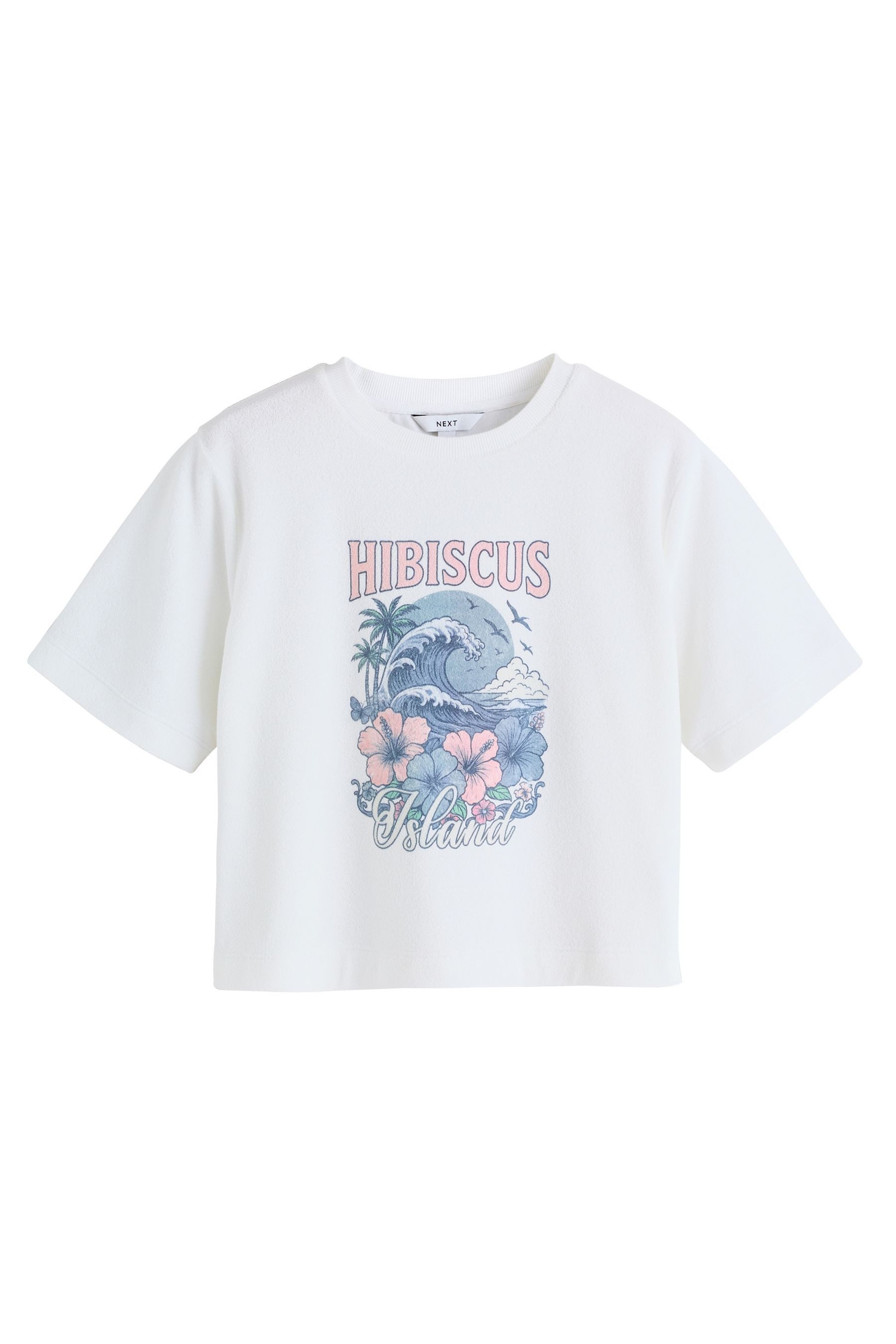 Next Sweater T-Shirt aus Frottee mit Wave-Grafik (1-tlg)