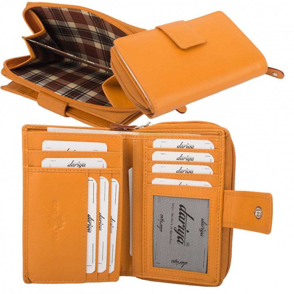 MF Geldbörse RFID Schutz Damen Geldbörse Rind Nappa Leder Rot oder Orange