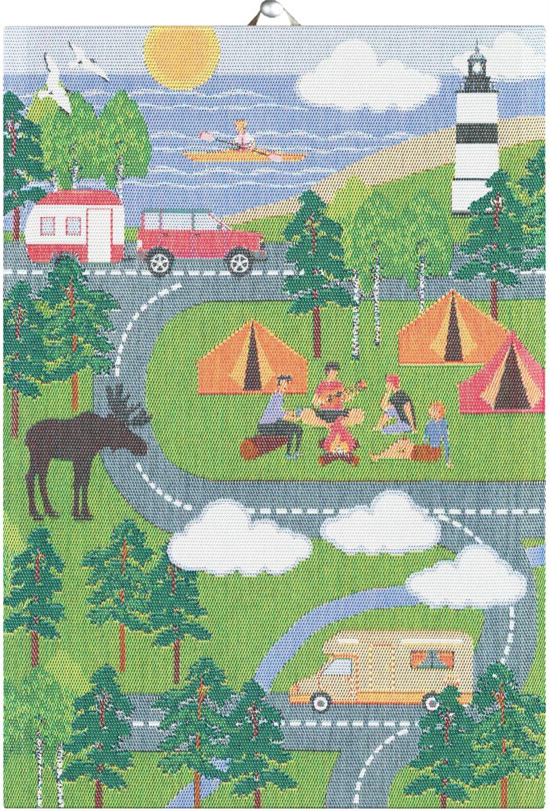 Ekelund Geschirrtuch Küchenhandtuch Camping Map South 35x50 cm, (1-tlg., 1 x Geschirrtuch), Pixel gewebt (6-farbig)