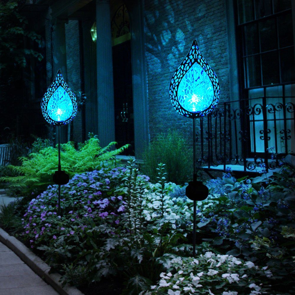 etc-shop LED Solarleuchte, Solarleuchte verbaut, fest Gartendeko Flamme LED-Leuchtmittel Fackeln Solar Kaltweiß