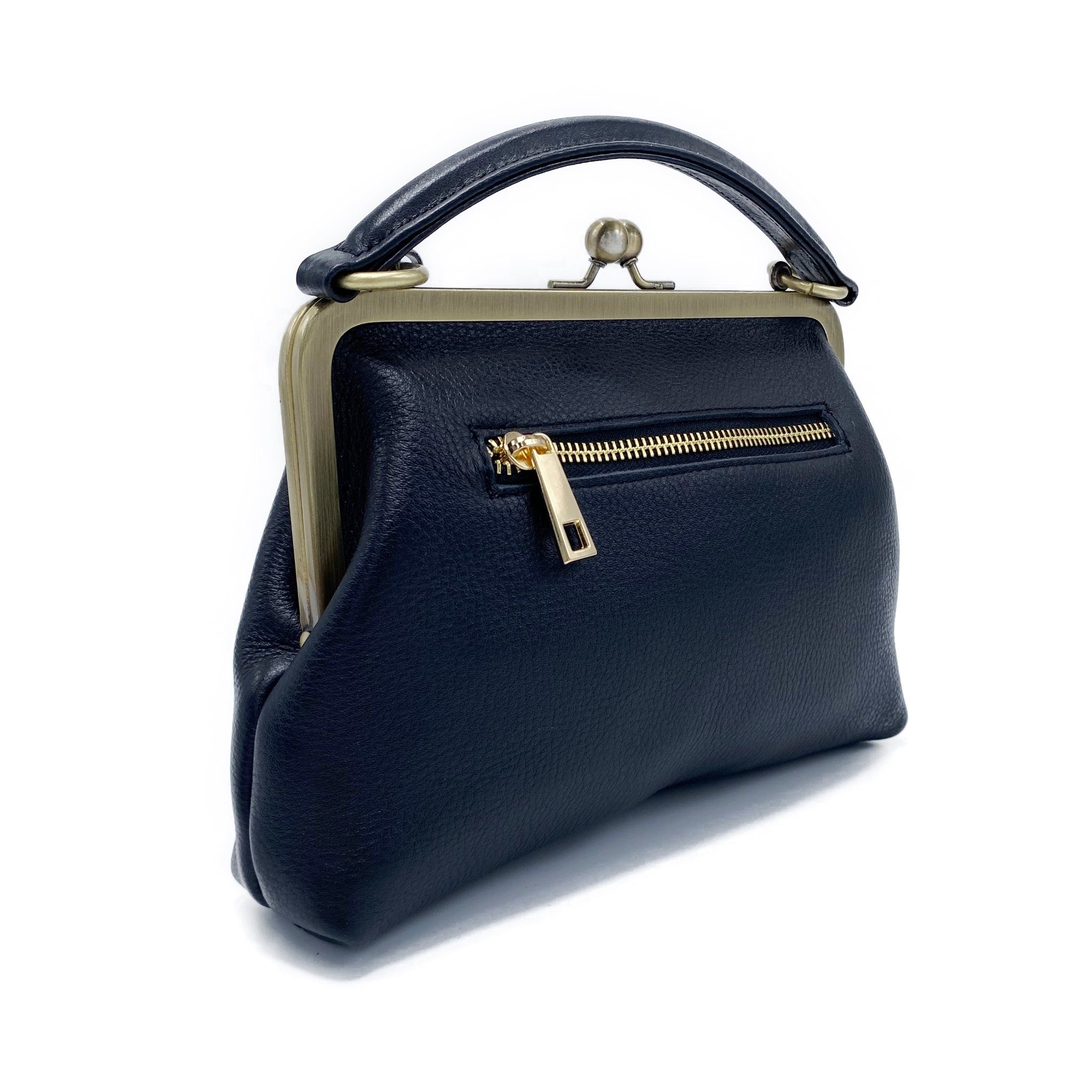 Taschenkinder Handtasche Damen Handtasche Leder "Kleine Olive", Umhängetasche, Vintage Stil., Echtleder Tasche mit Bügelverschluss