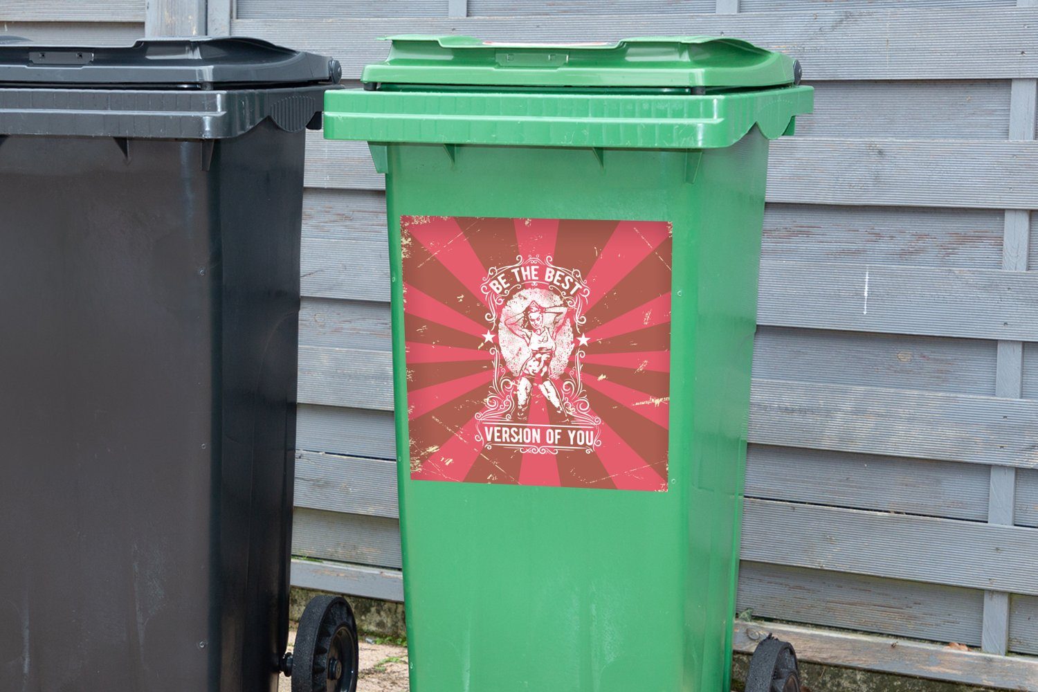- Wandsticker (1 Container, Mülltonne, - Jahrgang St), Abfalbehälter Mülleimer-aufkleber, Sticker, MuchoWow Frauen Sport