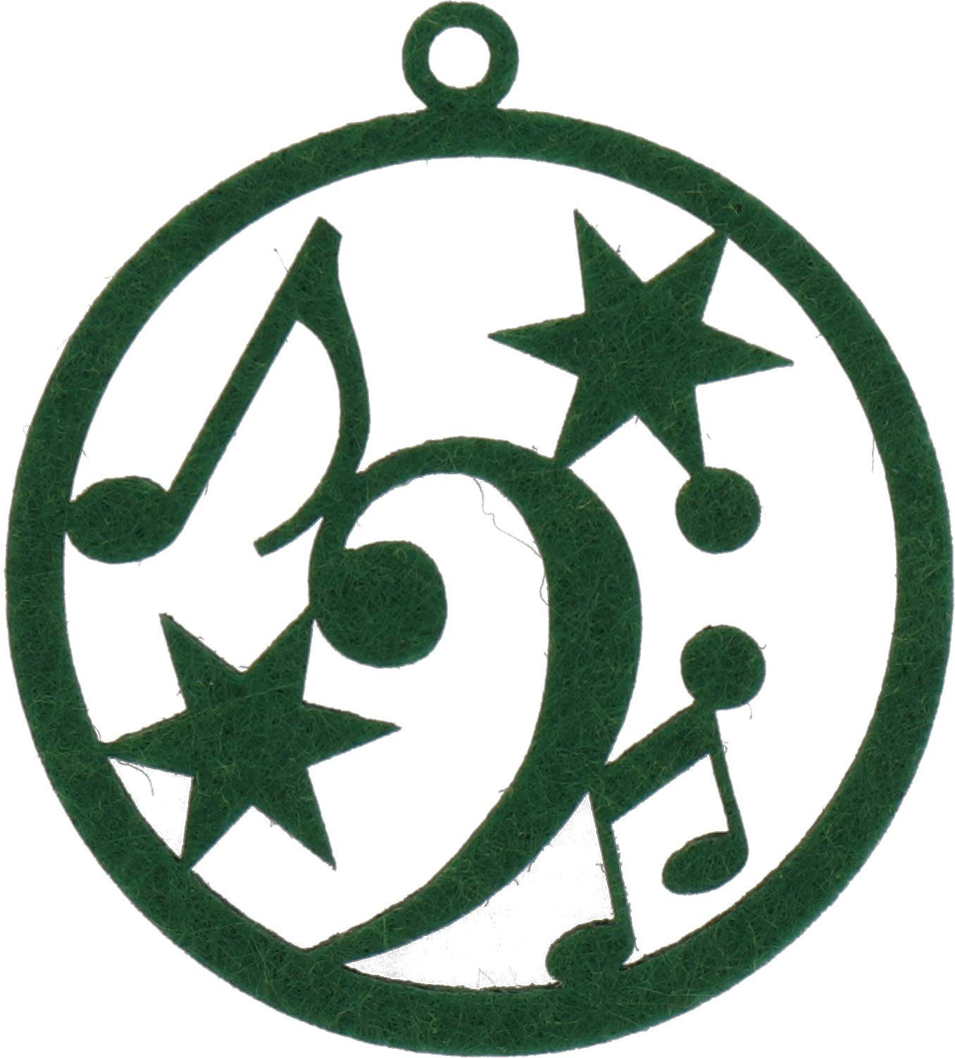 Weihnachtskugel Bassschlüssel, mugesh Weihnachtsbaumkugel Filz grün für Musiker