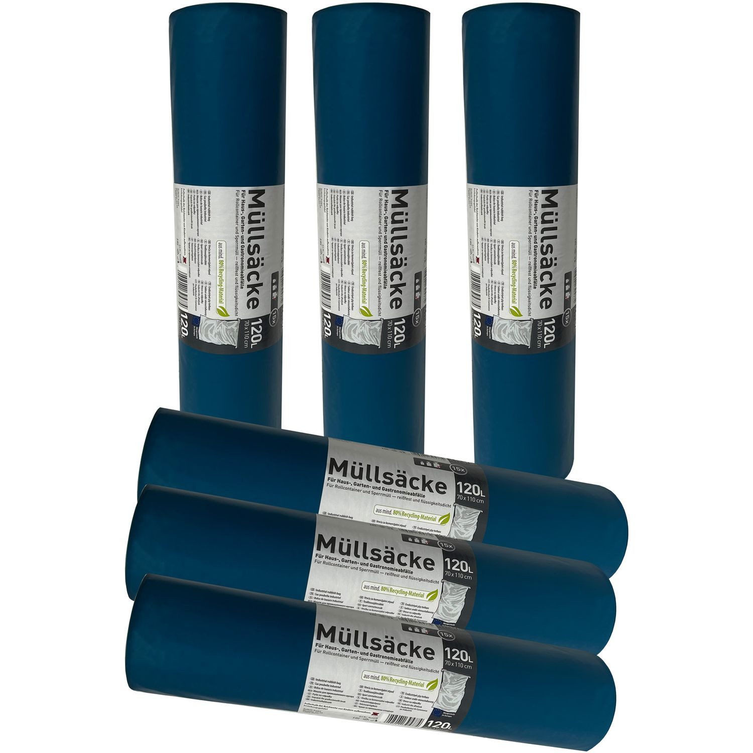 Hossi's Wholesale Müllbeutel Abfallsäcke Müllbeutel Müllsack Reißfest Müllsäcke 120l 700x1100 blau