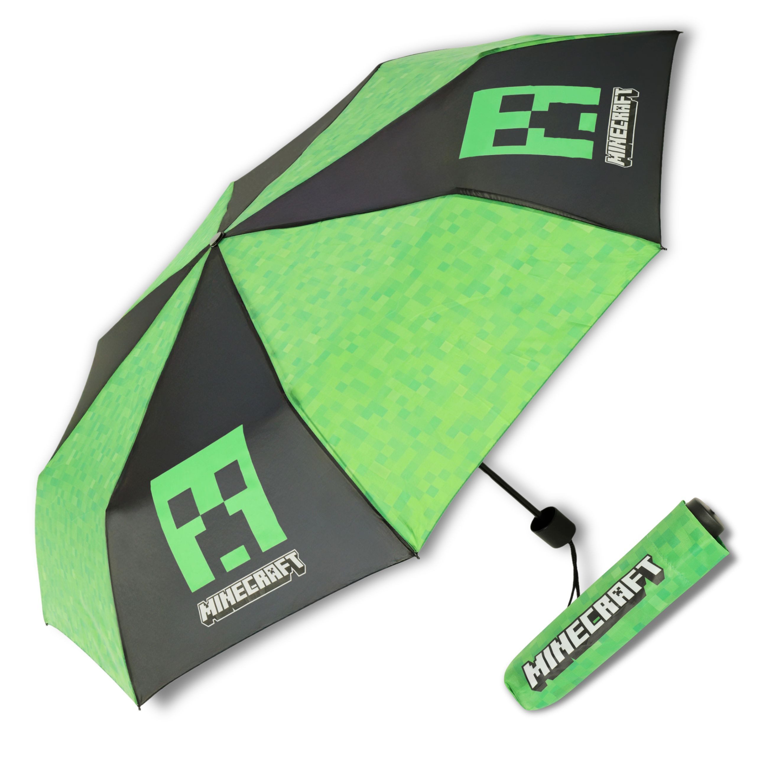 Minecraft Stockregenschirm Minecraft Regenschirm Taschen Regenschirm Creeper Design, Grün
