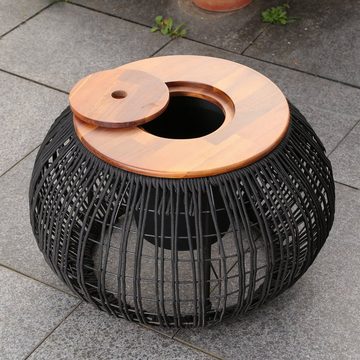 MARELIDA Gartentisch Beistelltisch Gartentisch mit Deckel und Behälter Gartenmöbel H: 37cm (1-St)