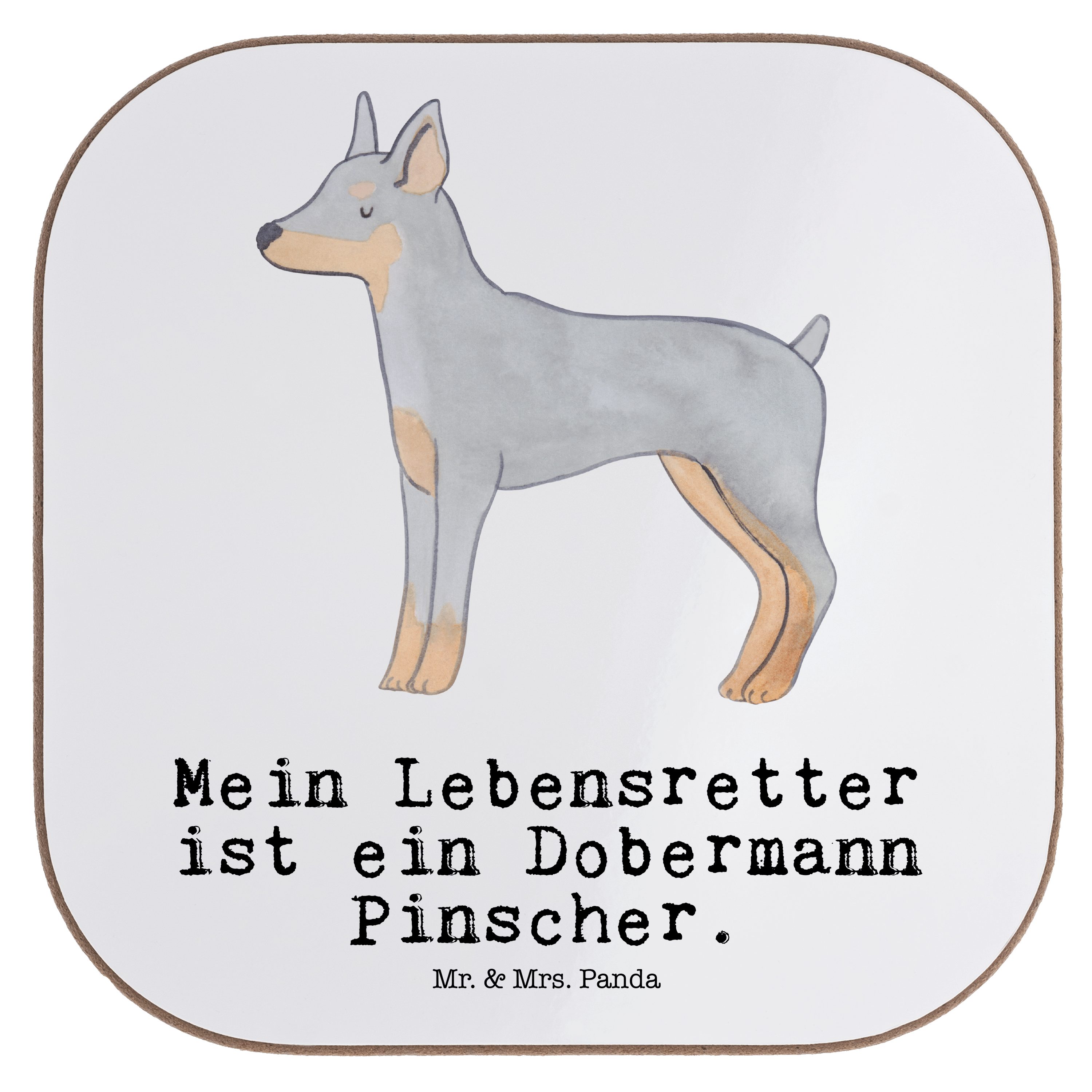1-tlg. Lebensretter Gläser, Weiß Untersetzer Geschenk, Mr. Mrs. Dobermann Panda Pinscher - & Getränkeuntersetzer -