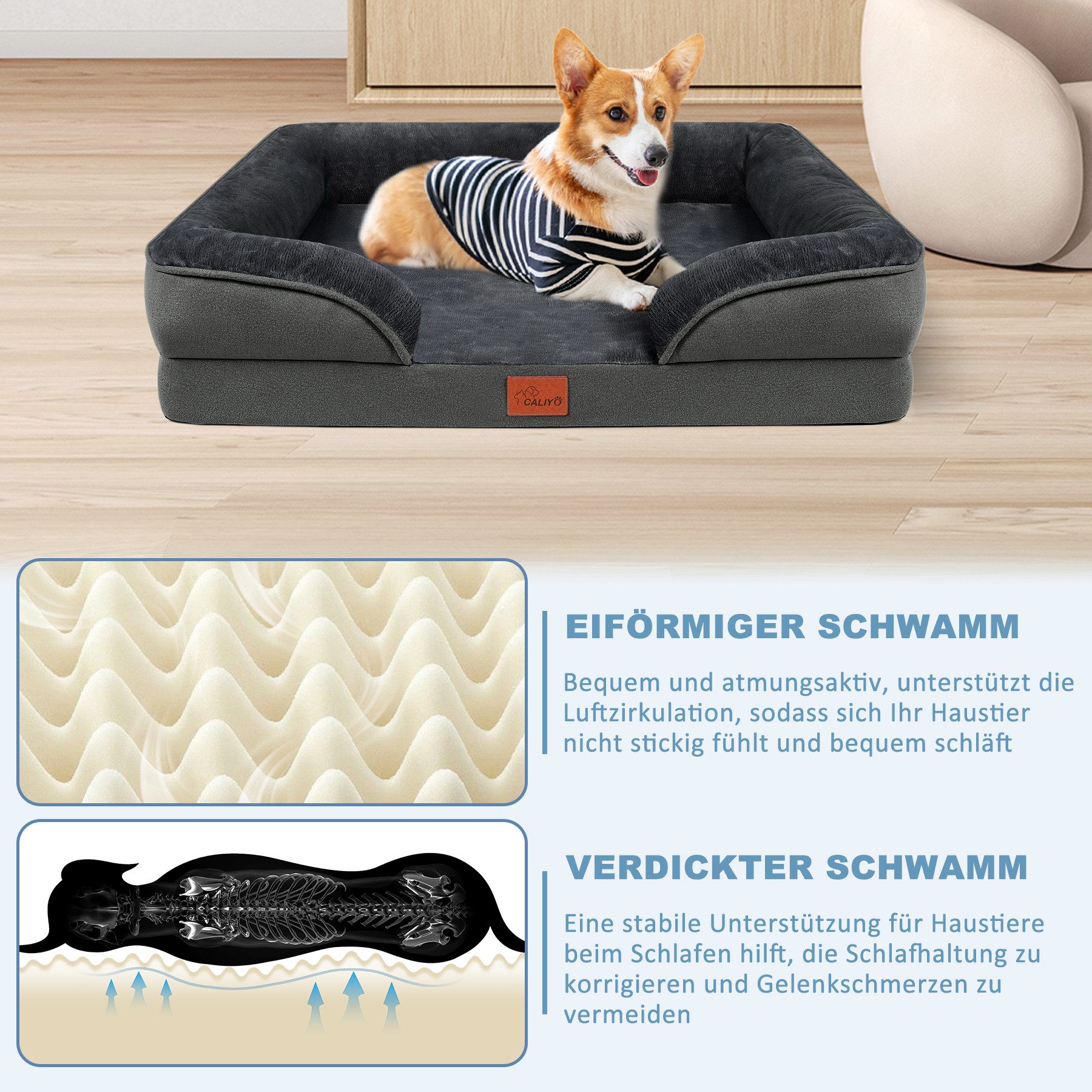 CALIYO Tierbett orthopädisches Hundebett Memory Foam Ergonomisches Hundesof günstig online kaufen