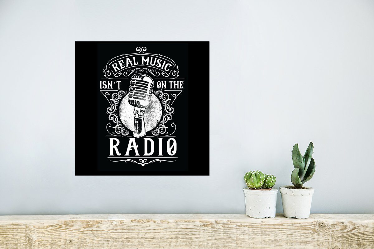 Wandposter Poster Mikrofon für Illustration, Rahmen Ohne Wandbild, MuchoWow Wohnzimmer, - - St), Radio - Retro Poster, (1