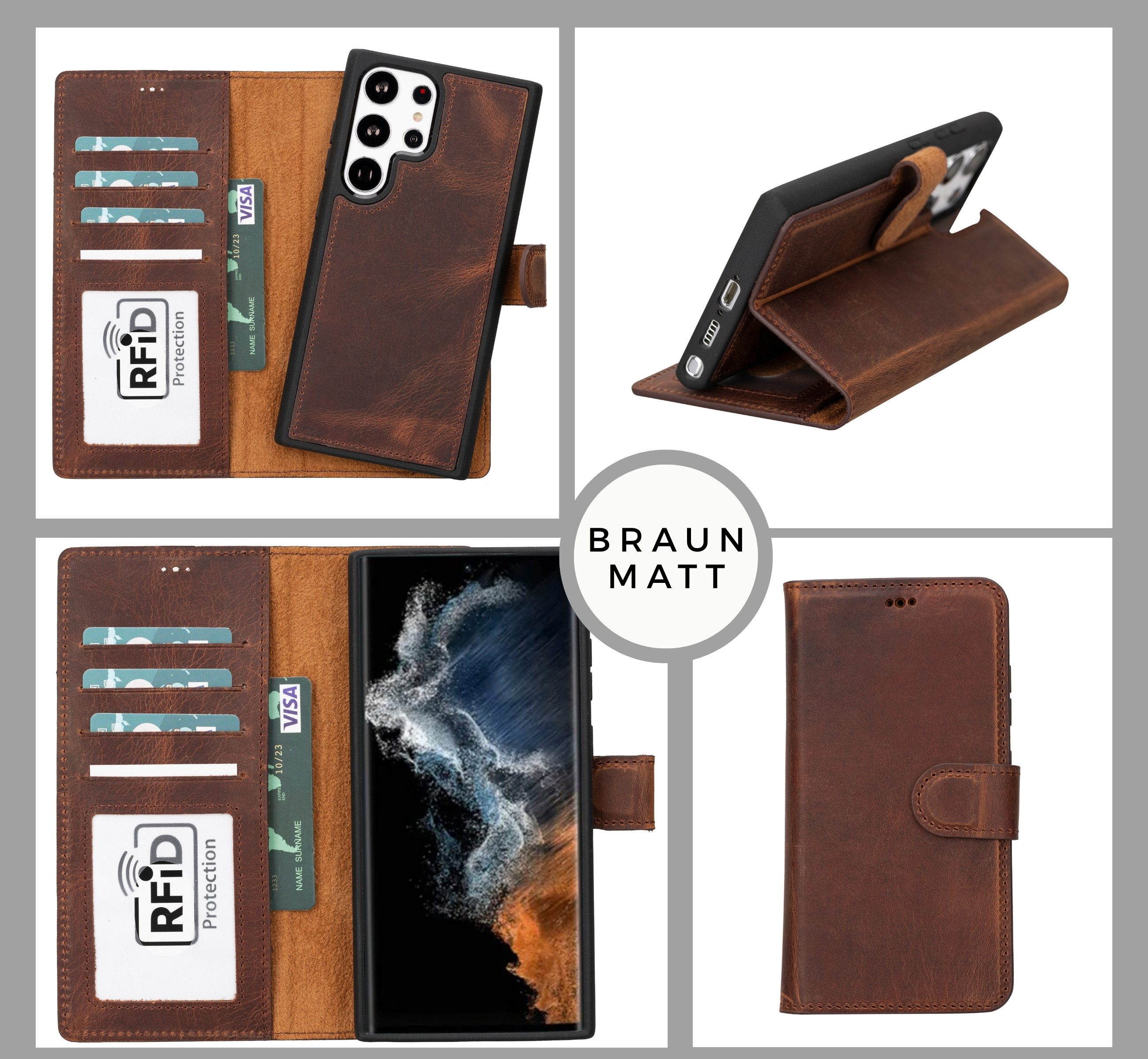Renna Leather Handyhülle Echtleder Hülle Samsung S26 S26+ Ultra Tasche Flip Case Klappetui