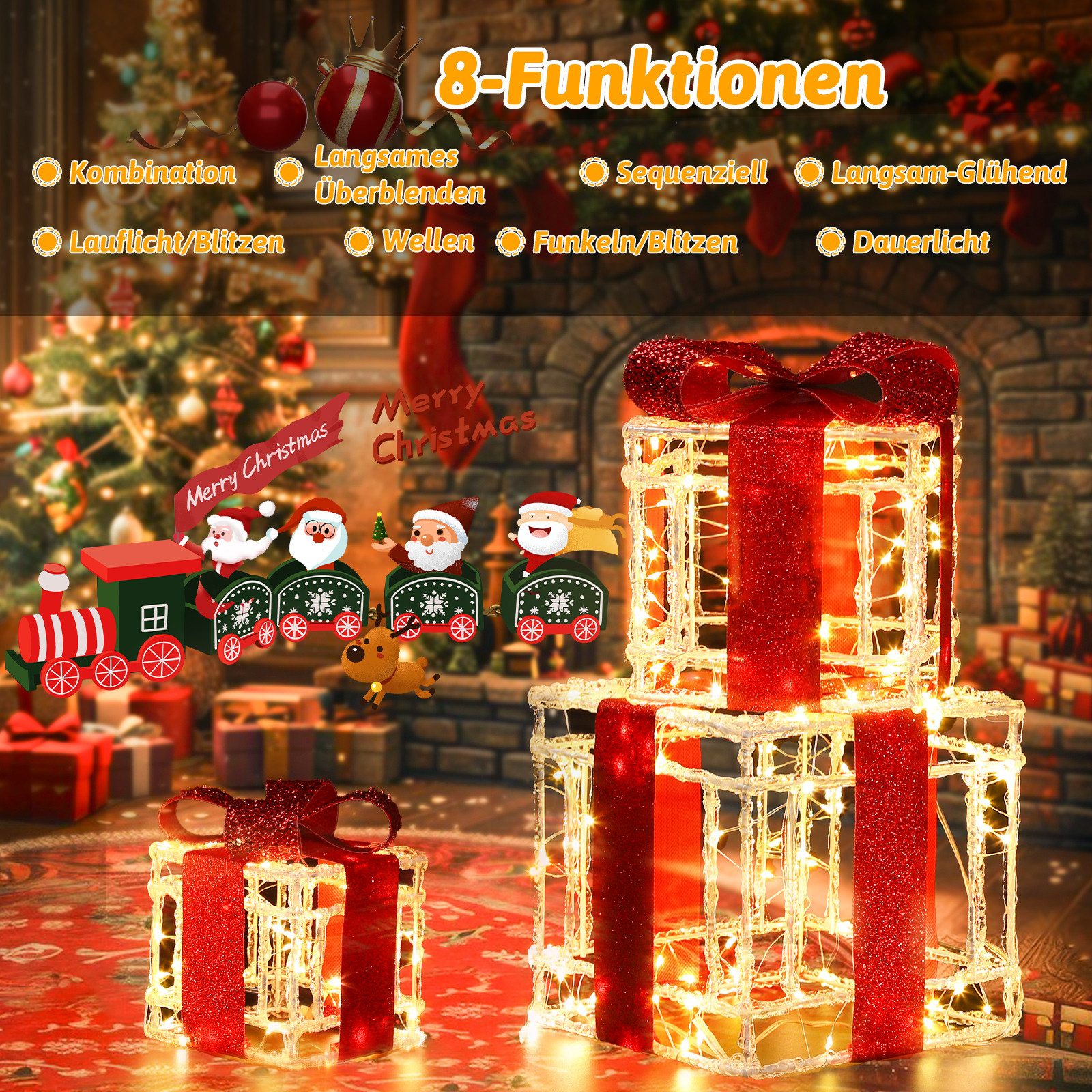 Elegear Weihnachtsfigur 3 Set LED Geschenkbox günstig online kaufen