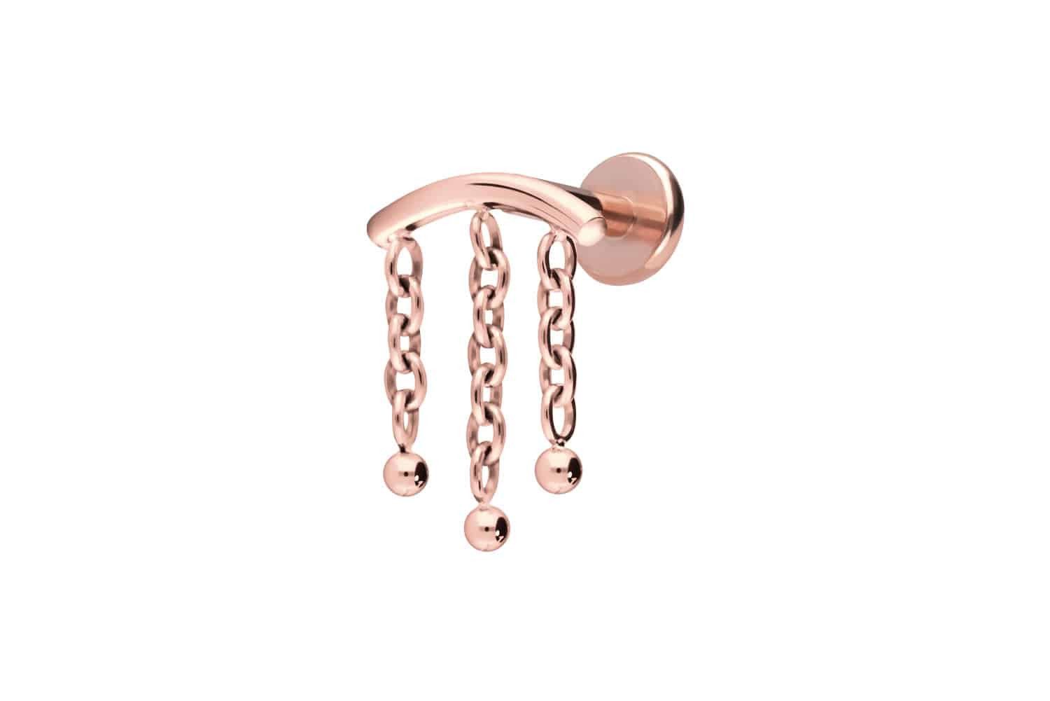 PIERCINGLINE Piercing-Set Titan Labret mit Push Fit BOGEN + 3 KETTEN (Labrets, 1-tlg)