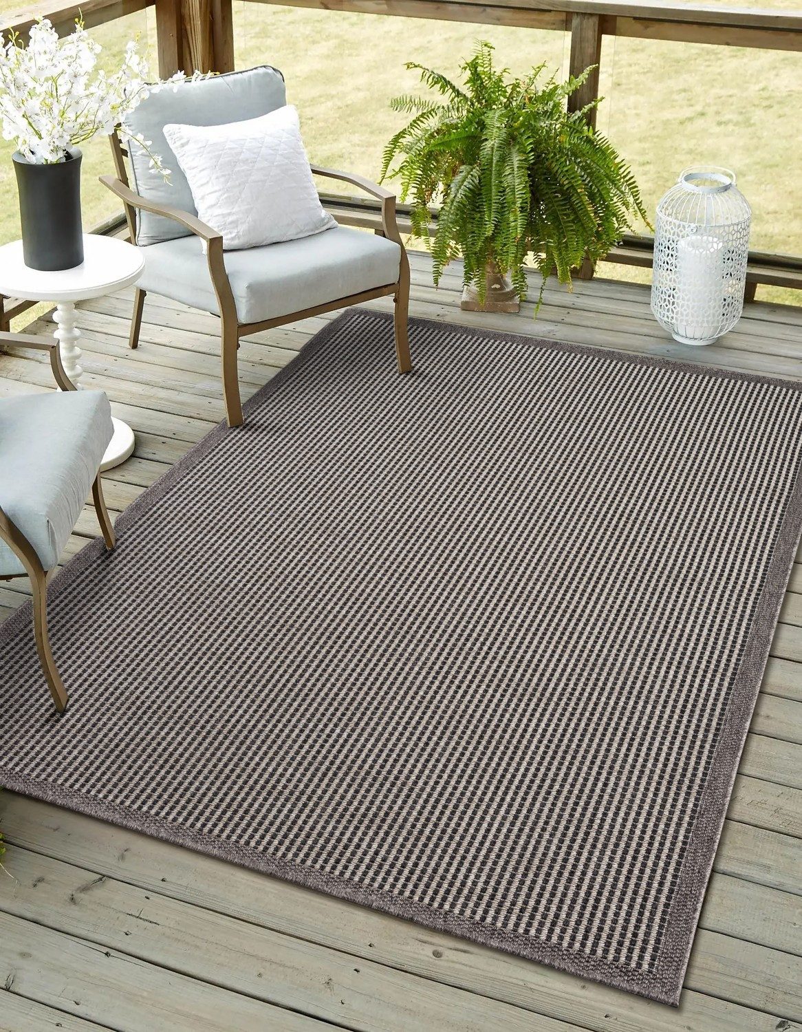 Myflair Möbel & Accessoires Outdoorteppich Natura, LAGERRÄUMUNG!, rechteckig, Höhe: 6 mm, Uni Farben, mit Bordüre, Outdoor geeignet, Balkon, Terrasse