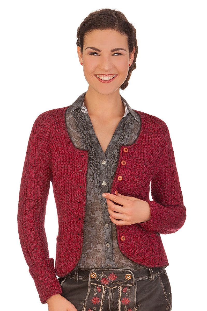 Spieth & Wensky Trachtenstrickjacke Trachten Strickjacke - FRANCES - hellblau, weinrot
