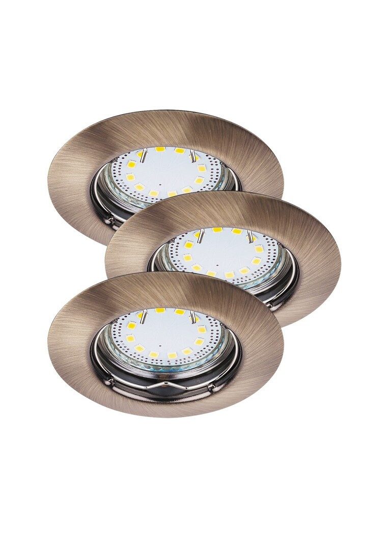 Rabalux LED Deckenspots "Lite" 3-flammig, Metall, bronze, rund, 3W, GU10, warmweiß, 240lm, wassergeschützt, warmweiß