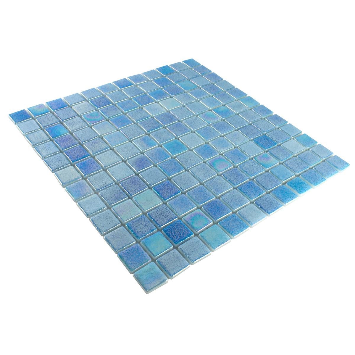 Mosafil Mosaikfliesen Glas Schwimmbad Pool MosaikFliesen McNeal 25x25 mm, Glas-Ecoglas 31.600x31.600, hellblau, Eco Glas - Punktverklebt - Frostsicher - Wasserdicht - Wasserfest -