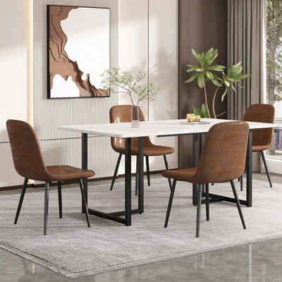 OKWISH Essgruppe Polsterstuhl, (Moderner Küchentisch Set mit 4 Stühlen, Esszimmerstuhl mit Metallbeinen)