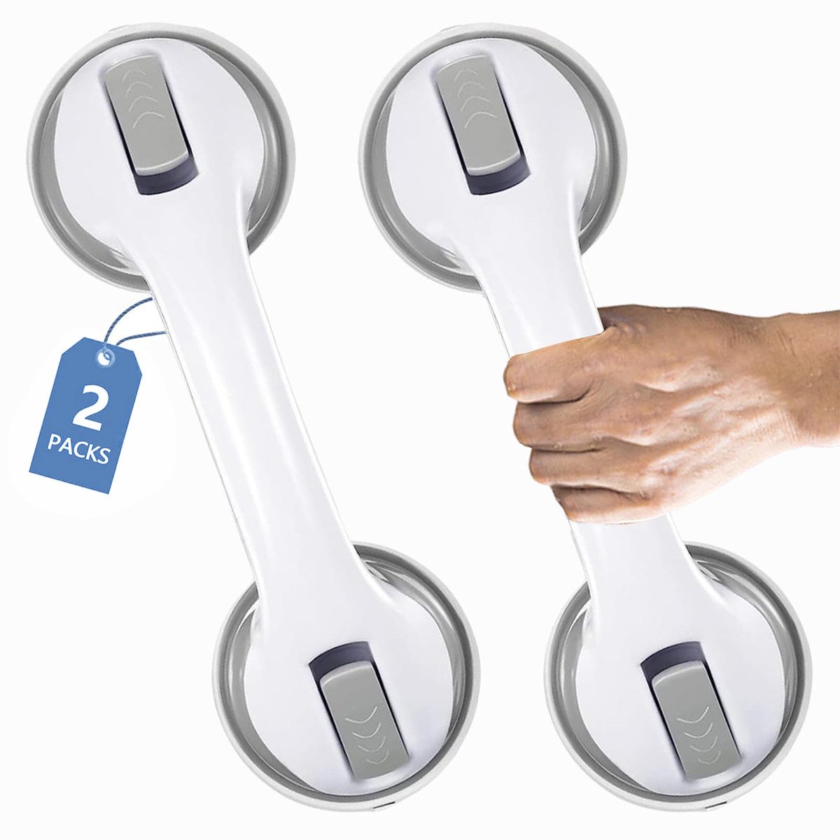 MOPUEA Haltegriff Haltegriffe Badezimmer-Haltegriff Rutschfest Duschgriff 30cm 2 Stück, Griff mit erhabenen Partikeln, Rutschfestes Gerändeltes Design