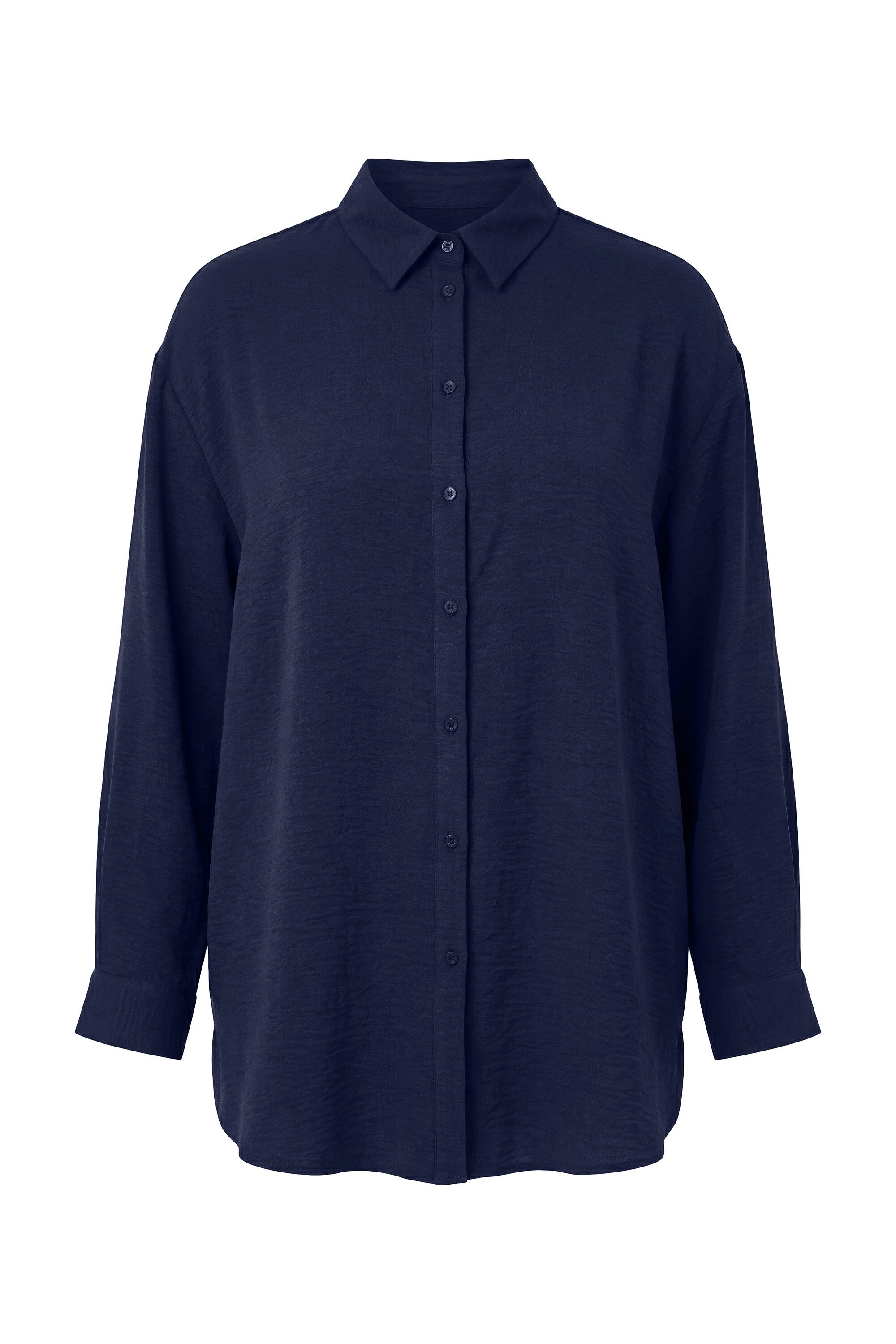 Hemdbluse Hemdbluse oversized Krepp Langarm