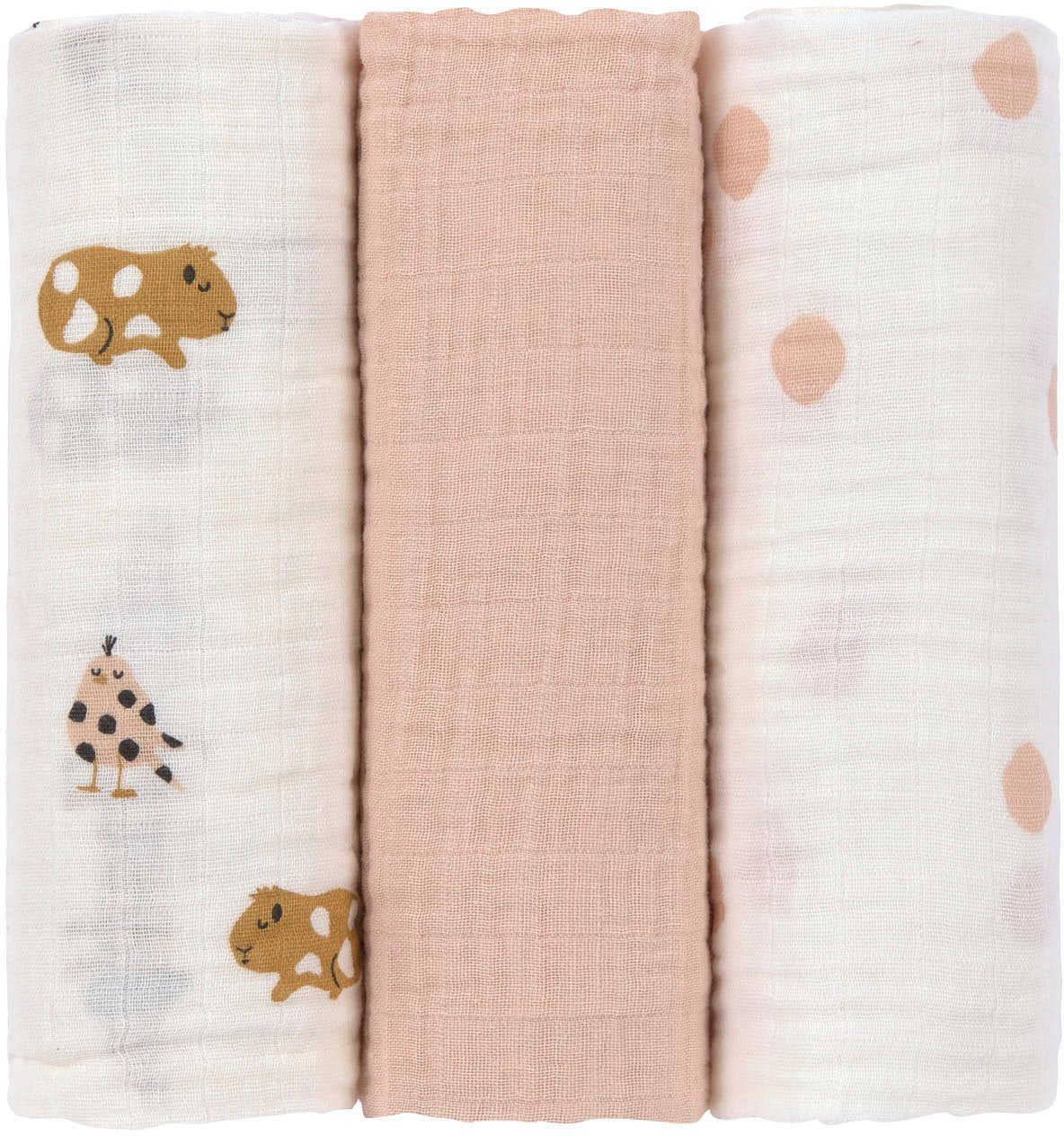 LÄSSIG Stoffwindeln Little Mateys, Einschlag- und Mulltuchset L, Spicy Orange (Set, 3-St)